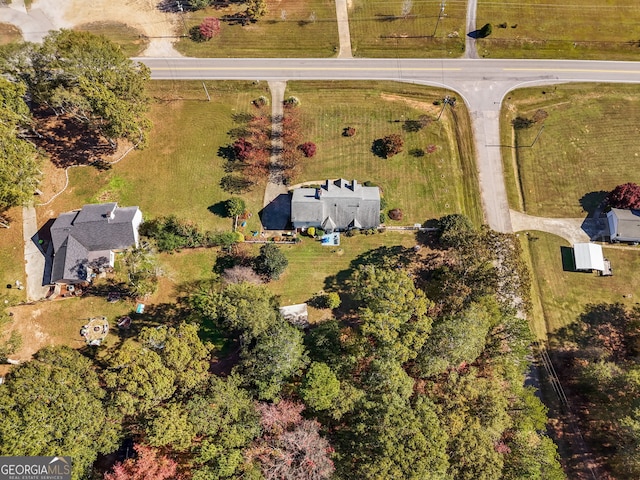 drone / aerial view with a rural view