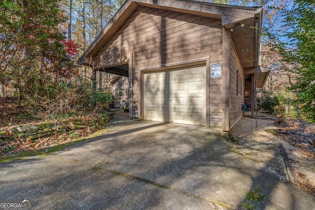 view of home's exterior featuring a garage