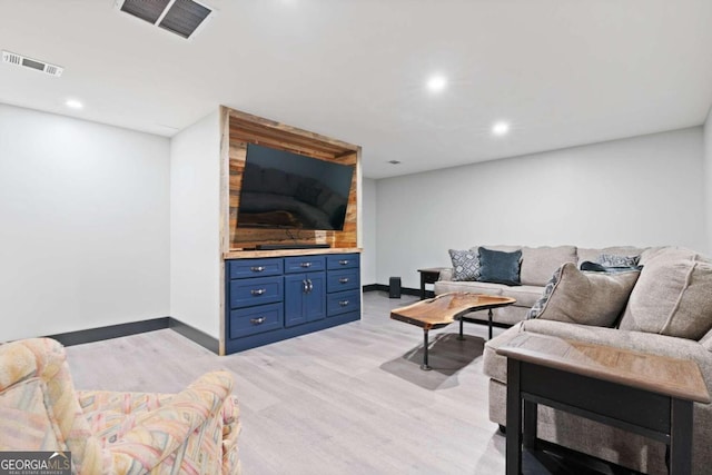 living room featuring light wood-type flooring