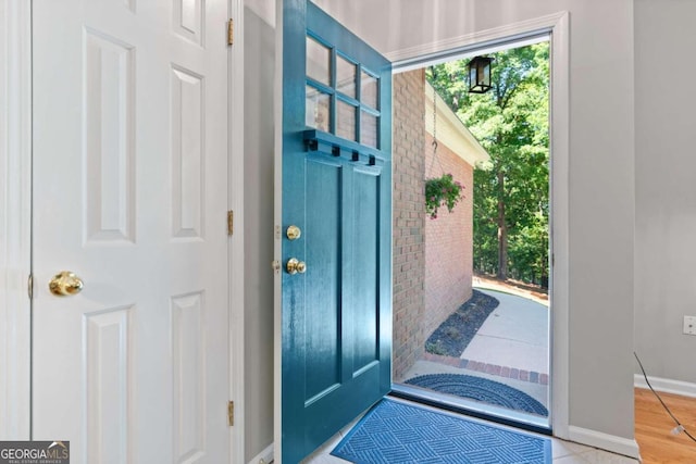 foyer with hardwood / wood-style flooring