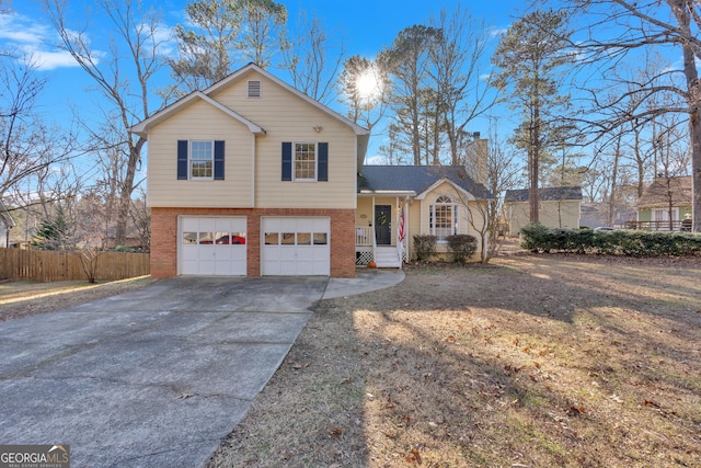 split level home featuring a garage