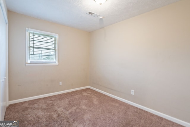 empty room featuring carpet floors and a textured ceiling