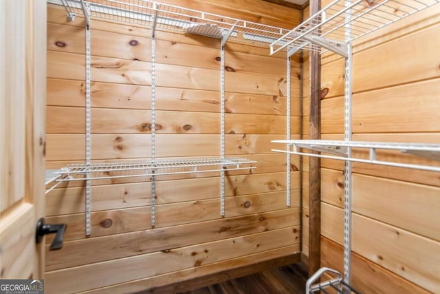 spacious closet featuring dark hardwood / wood-style floors