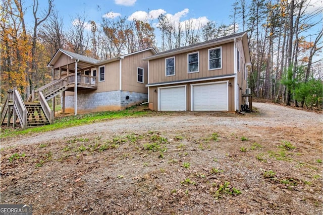 exterior space with a garage