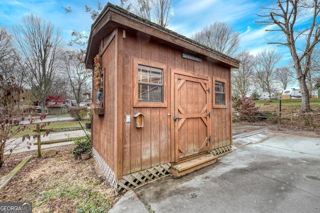 view of shed