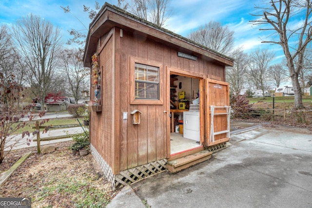 view of shed