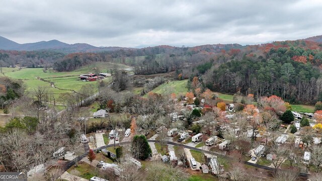 birds eye view of property featuring a mountain view