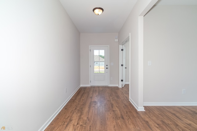 doorway featuring dark hardwood / wood-style flooring