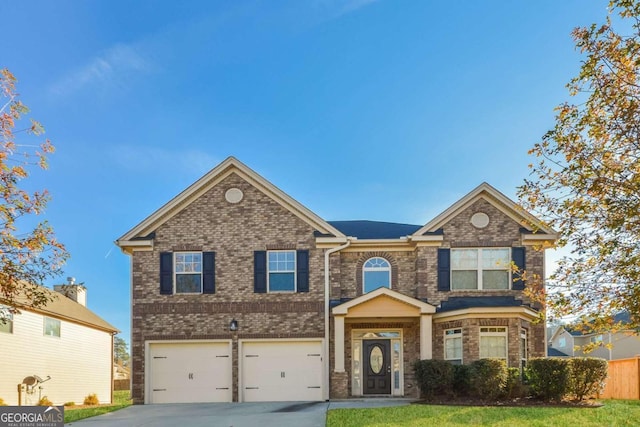 view of front of house with a garage