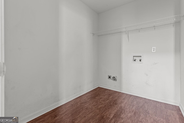 laundry area featuring hookup for a washing machine, hardwood / wood-style flooring, and hookup for an electric dryer