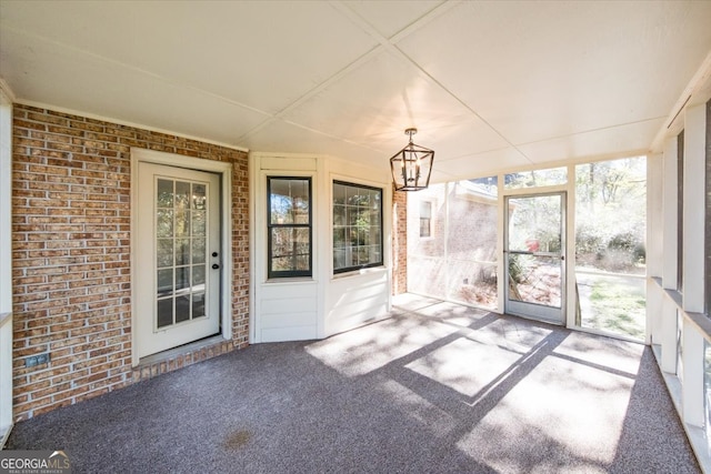 view of unfurnished sunroom