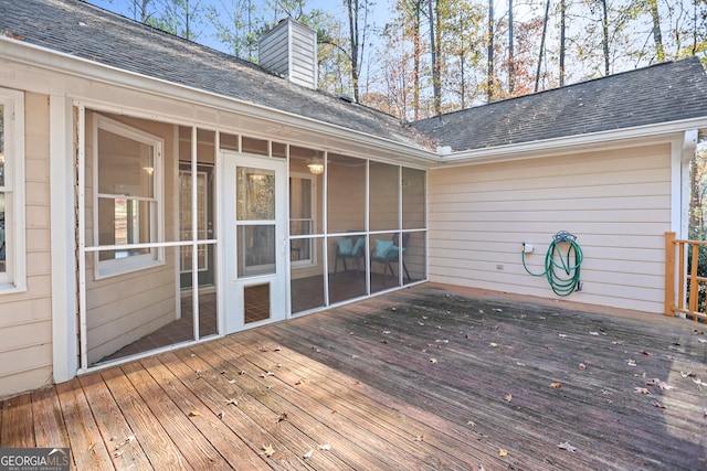 deck featuring a sunroom