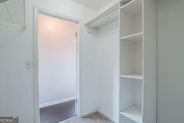 walk in closet featuring hardwood / wood-style flooring