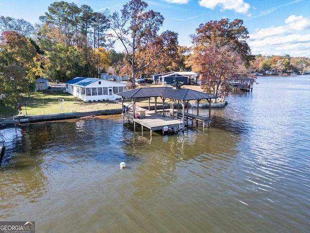 dock area featuring a water view