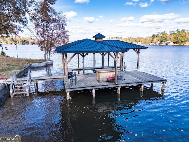 view of dock featuring a water view