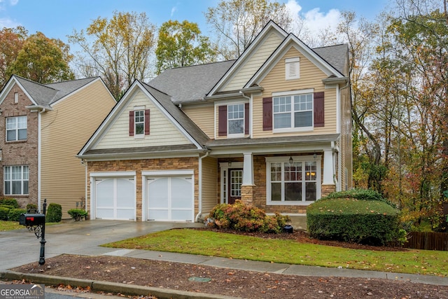 craftsman-style home featuring a garage