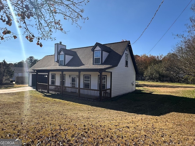 new england style home with a front lawn and a porch