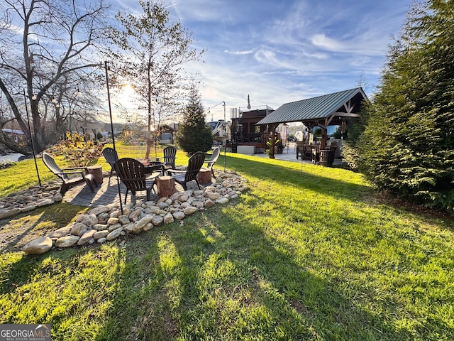 view of yard with a gazebo and a patio