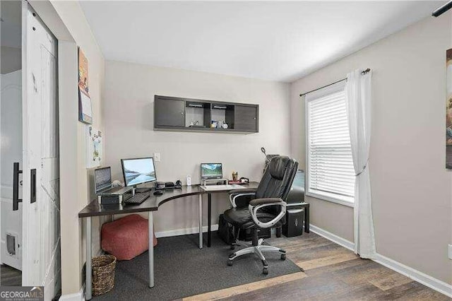 office area featuring dark hardwood / wood-style flooring