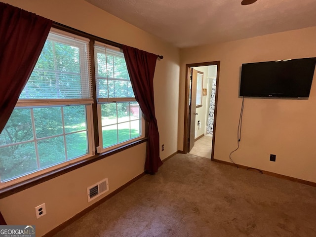 empty room with a wealth of natural light and light colored carpet