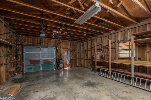 garage with a garage door opener