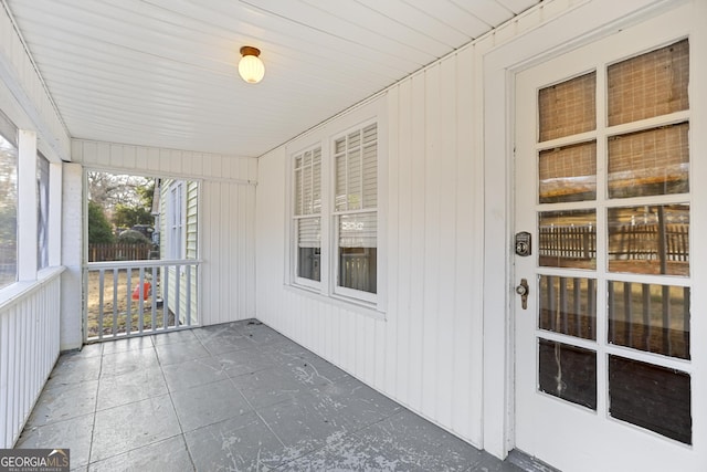 view of unfurnished sunroom