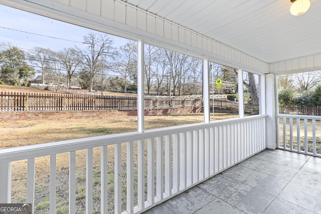 view of unfurnished sunroom