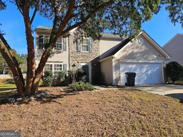 front facade with a garage