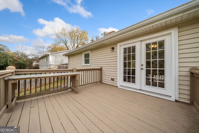 wooden deck with french doors