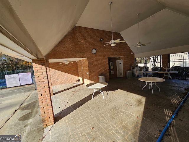 view of patio with ceiling fan