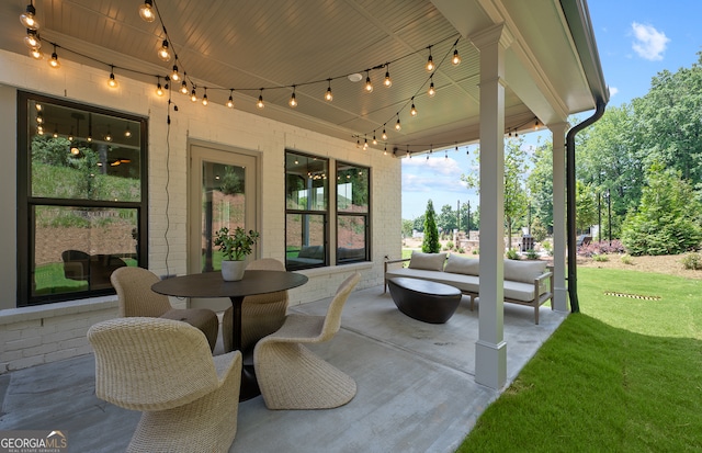 view of patio with an outdoor living space