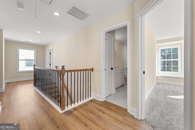 hall featuring light wood-type flooring