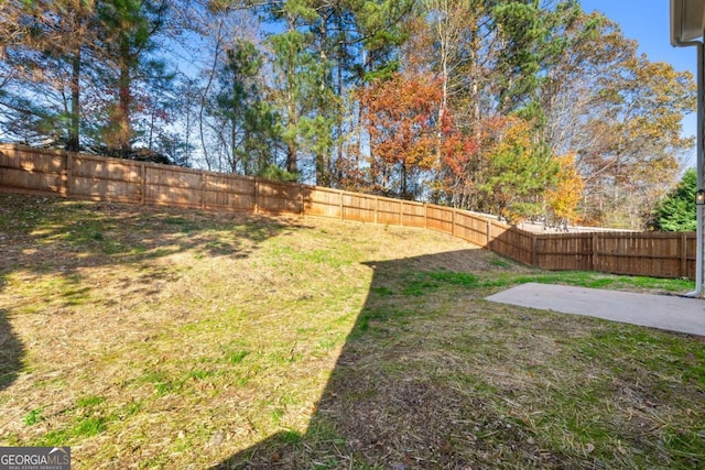 view of yard with a patio area