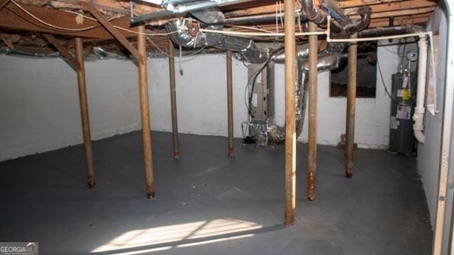 basement with gas water heater