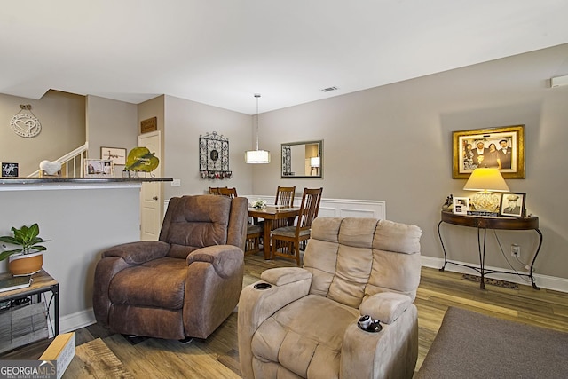 living room featuring wood-type flooring