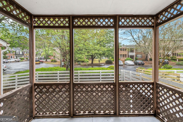 view of unfurnished sunroom