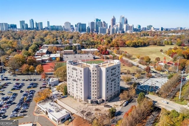 aerial view with a city view