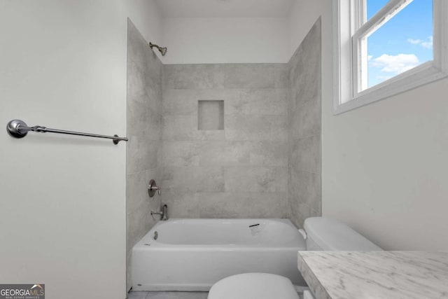 2005 Washington St, Savannah, GA 31406 - bathroom featuring toilet, shower / bath combination, and vanity
