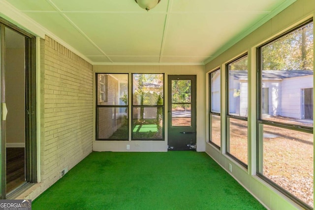 view of unfurnished sunroom