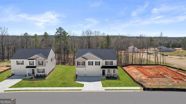 aerial view with a wooded view