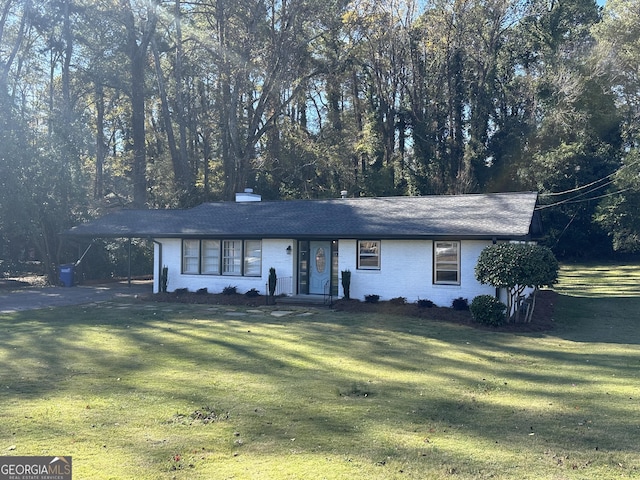 50 Pine Valley Dr, Athens, GA 30606 - single story home featuring brick siding, a front yard, a carport, and a chimney