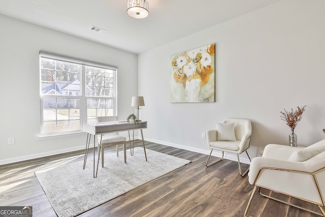 office featuring dark hardwood / wood-style flooring