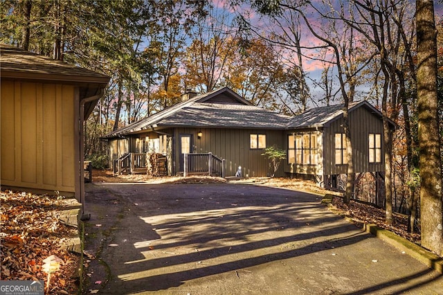 view of property exterior at dusk