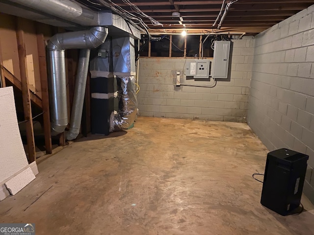 basement with electric panel