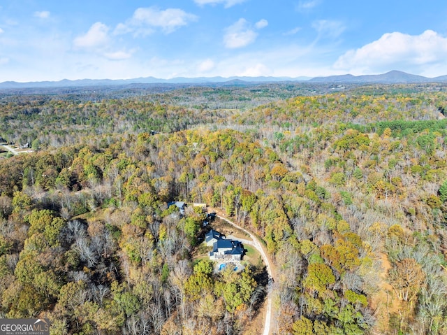 birds eye view of property with a mountain view