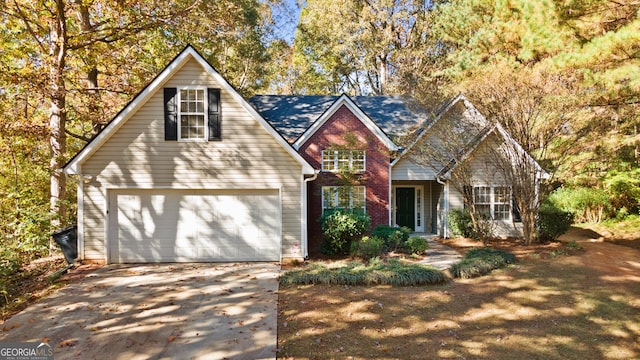 view of property featuring a garage