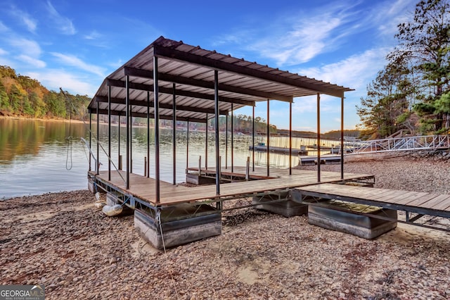 view of dock featuring a water view