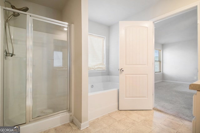 bathroom with plus walk in shower