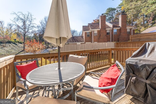111 Swanton Hill Ct, Decatur, GA 30030 - wooden terrace featuring outdoor dining space and fence