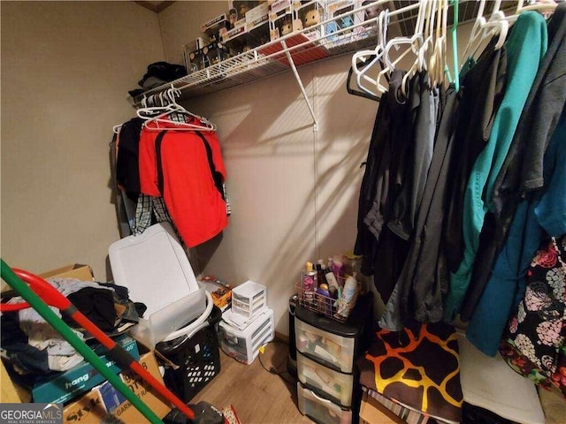 walk in closet featuring hardwood / wood-style floors